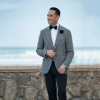 men classic suit black and white pattern winter wedding suits for men groom tuxedo 2piece custom prom blazer terno masculino