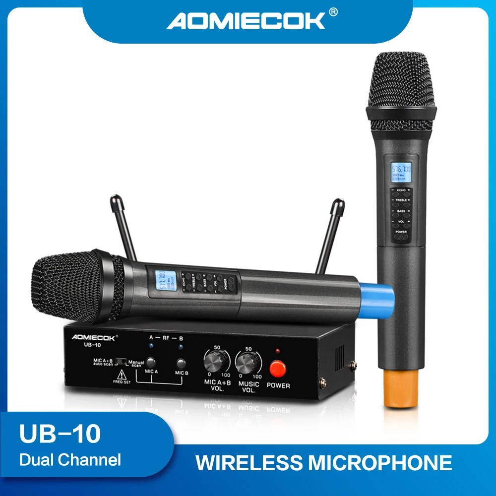 UHF Двухканальный беспроводной ручной микрофон Встроенный ECHO Bluetooth простая в