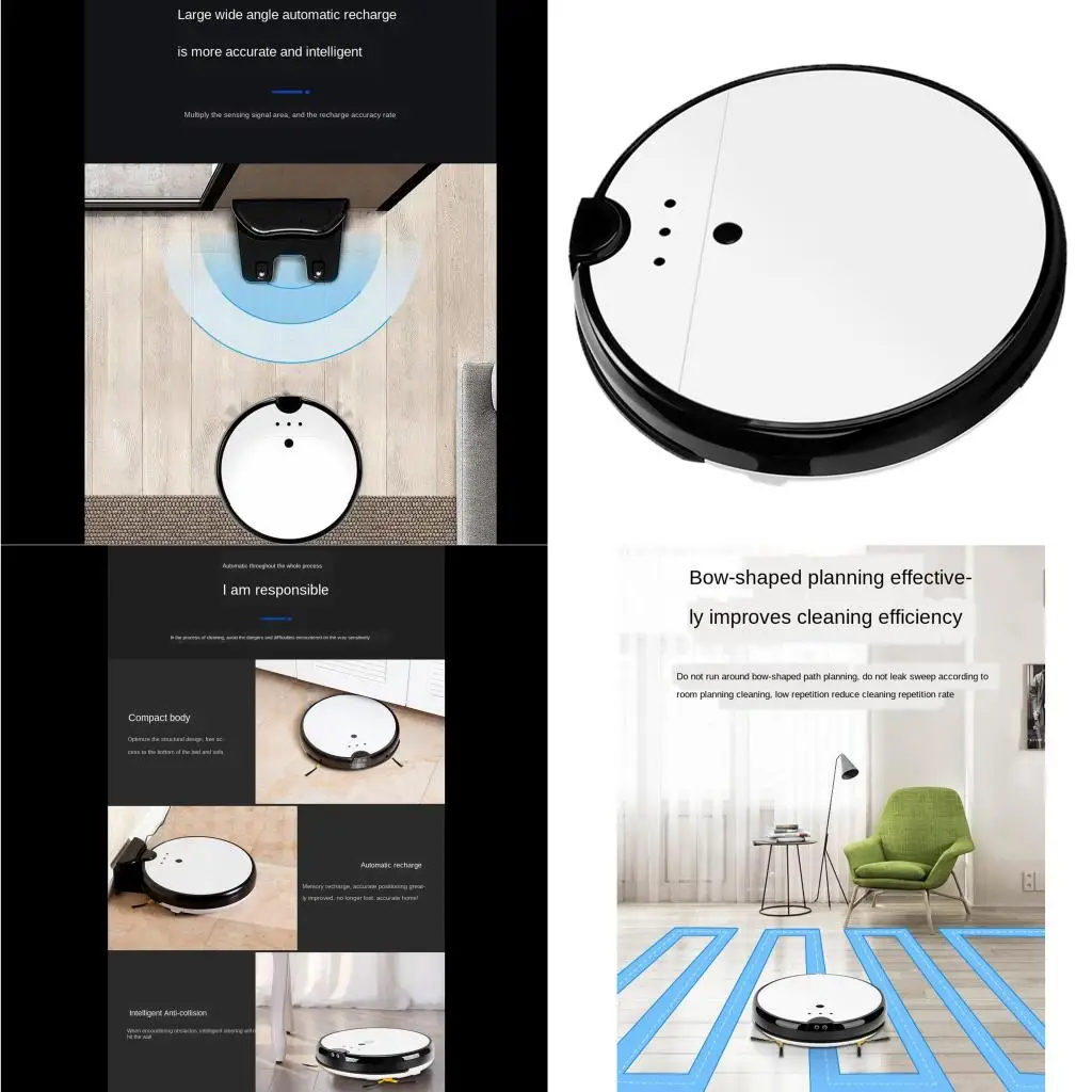 

Anti-collision Robot Vacuum Cleaner 1800pa Strong Power Floor Sweeper Up to 200㎡