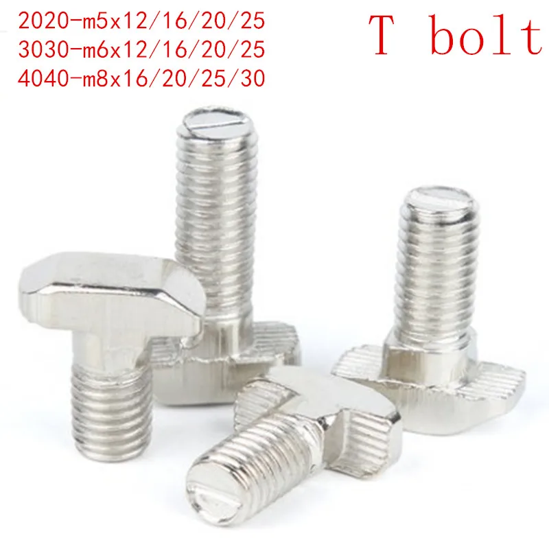 

10PCS 5PCS M5 M6 M8 T Hammer Head T Bolt Aluminum Connector T head bolts Screws for 20/30/40/45 Aluminum Profiles