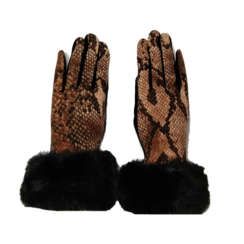 Зимние теплые мягкие перчатки из искусственного меха кролика на запястье плюс