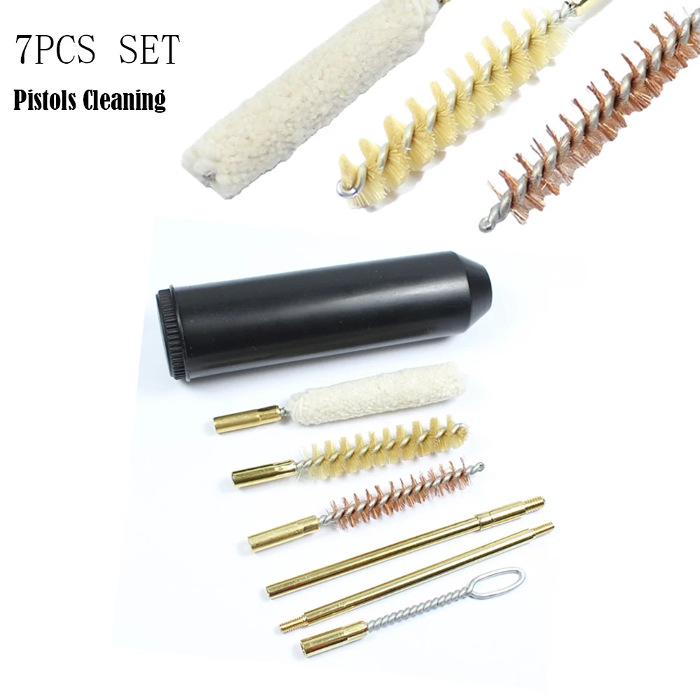 

Pistol Cleaning Kit Portable Hand Gun Cleaning Kit For Pistols cal.38/357/9mm Pistol 7pcs set Rod Brush Cleaning Tools