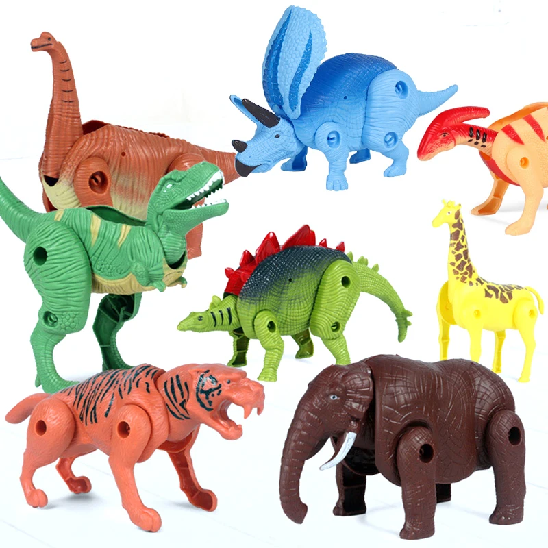 

Shape-Shifting Dinosaur Toy Animal Model Transformation Giraffe Tiger Lion Elephant Brown Bear Deformation Egg Toy for Children