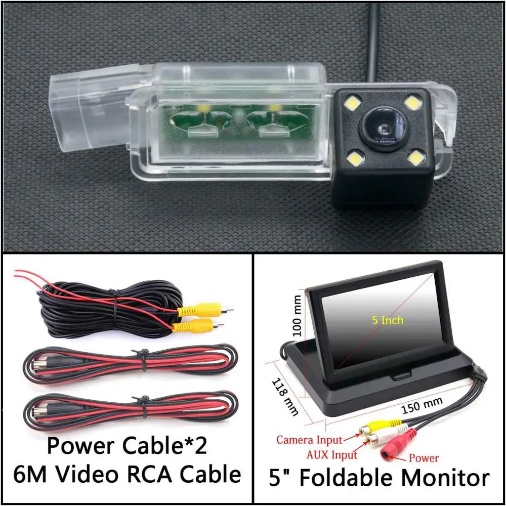 Cam N 5 inch Fold 4 Светодиодный свет камера заднего вида для Volkswagen VW golf 5 golf V golf MK5 golf 7 golf 6 Passat CC автомобильный парковочный ЖК-зеркальный монитор - Название цвета: Cam N 5 inch Fold