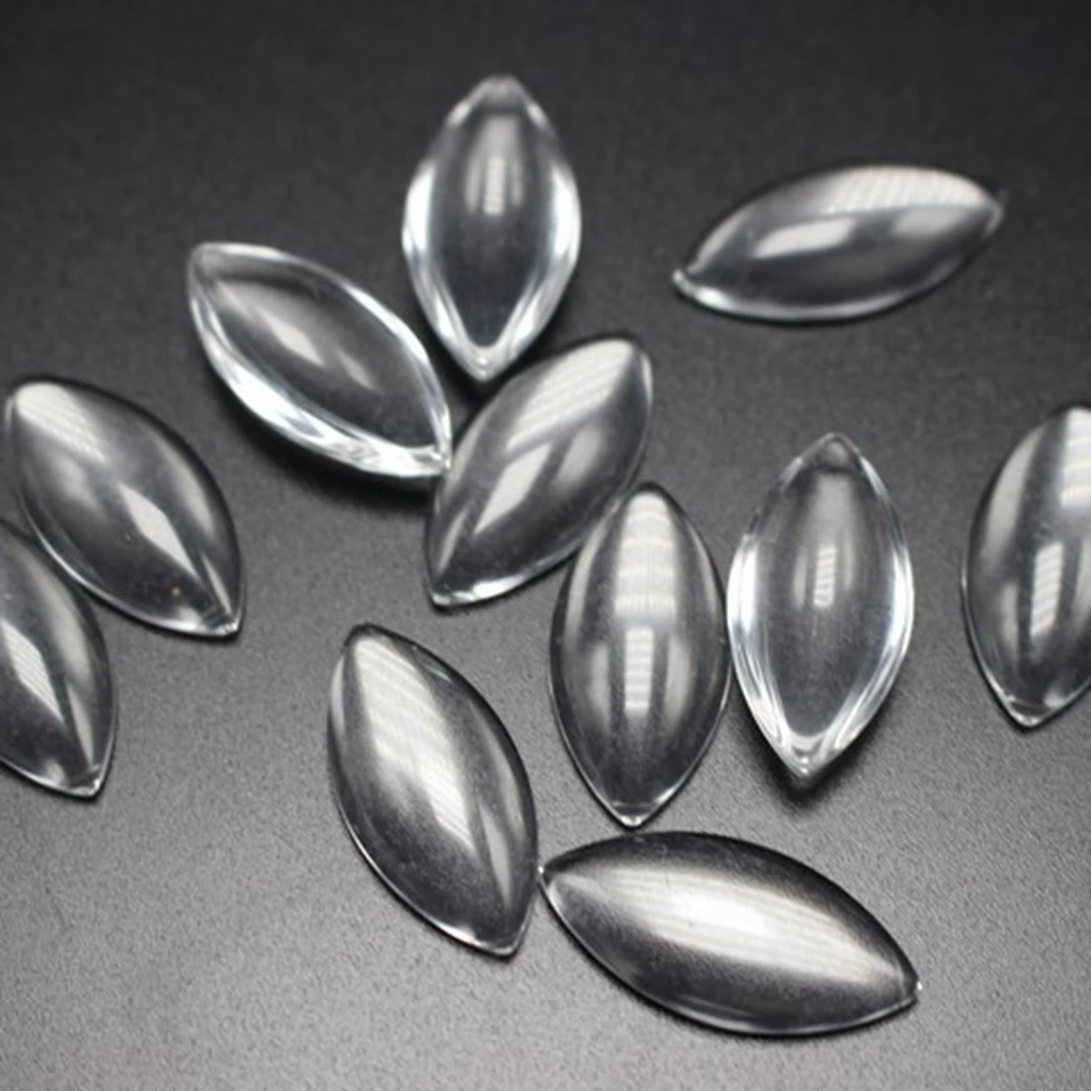 

25 Transparent Clear Horse Eye Dome Flatback Glass Cabochon 12X24mm