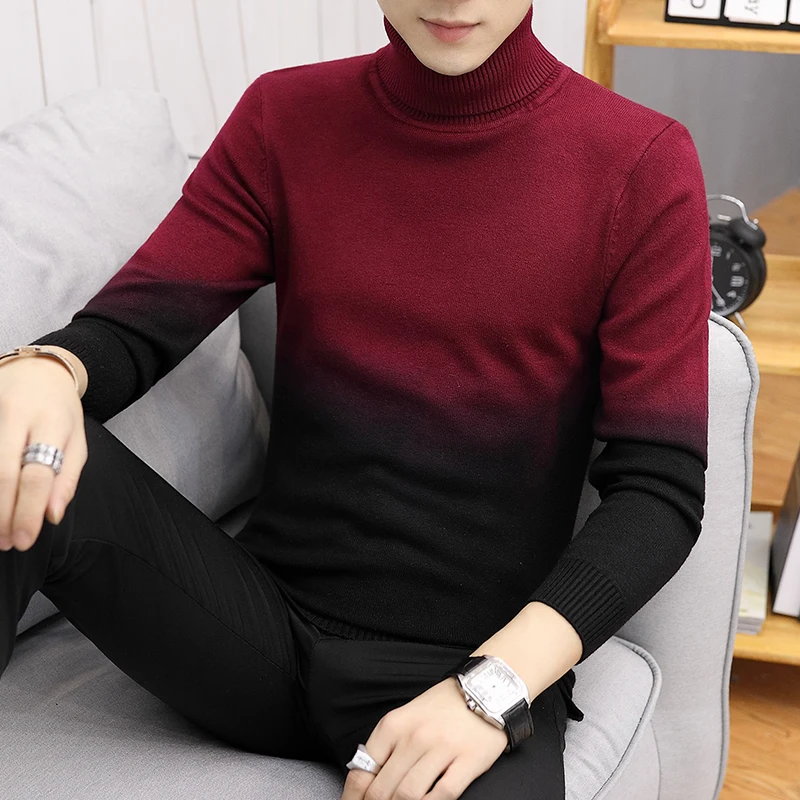 Мужской свитер с градиентной горловиной мужские Модные Повседневные вязаные