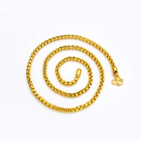 4mm chain necklace men women collar jewelry yellow gold filled classic male clavicle gift 60cm long