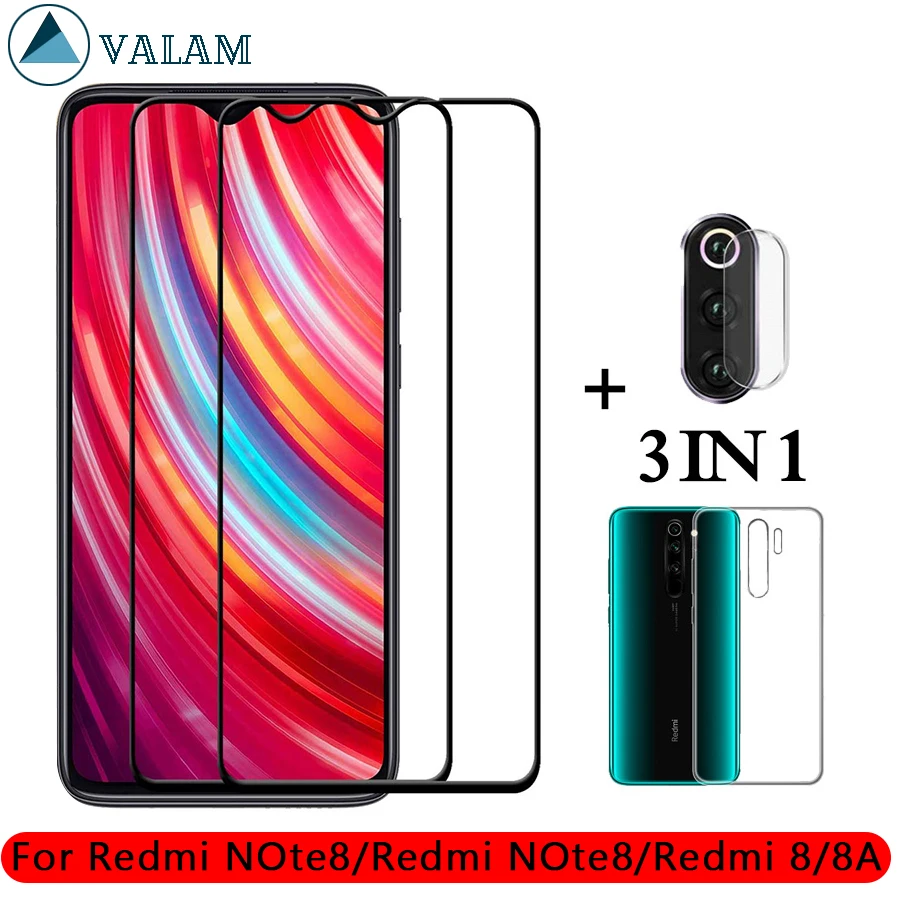 Чехол 3 в 1 + закаленное стекло для защиты экрана камеры Xiaomi Redmi Note 8 Pro redmi8 Защитное