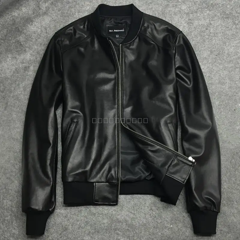 

Coat Sheepskin Men's Real Genuine Cow Leather Jacket Men Plus Size Bomber Chaqueta Cuero Hombre LC-2002 KJ2289