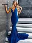 Сексуальные темно-синие длинные вечерние платья русалки с открытой спиной для выпускного вечера недорогие милые платья на заказ 16