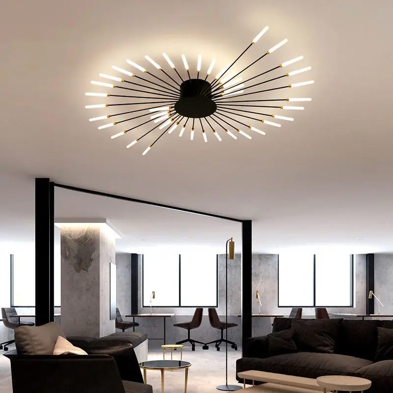 Gold / Black Led Chandelier For Living Room Modern Creative Lighting Bedroom Nordic Interior Lighting Dining Room Ceiling Lamps