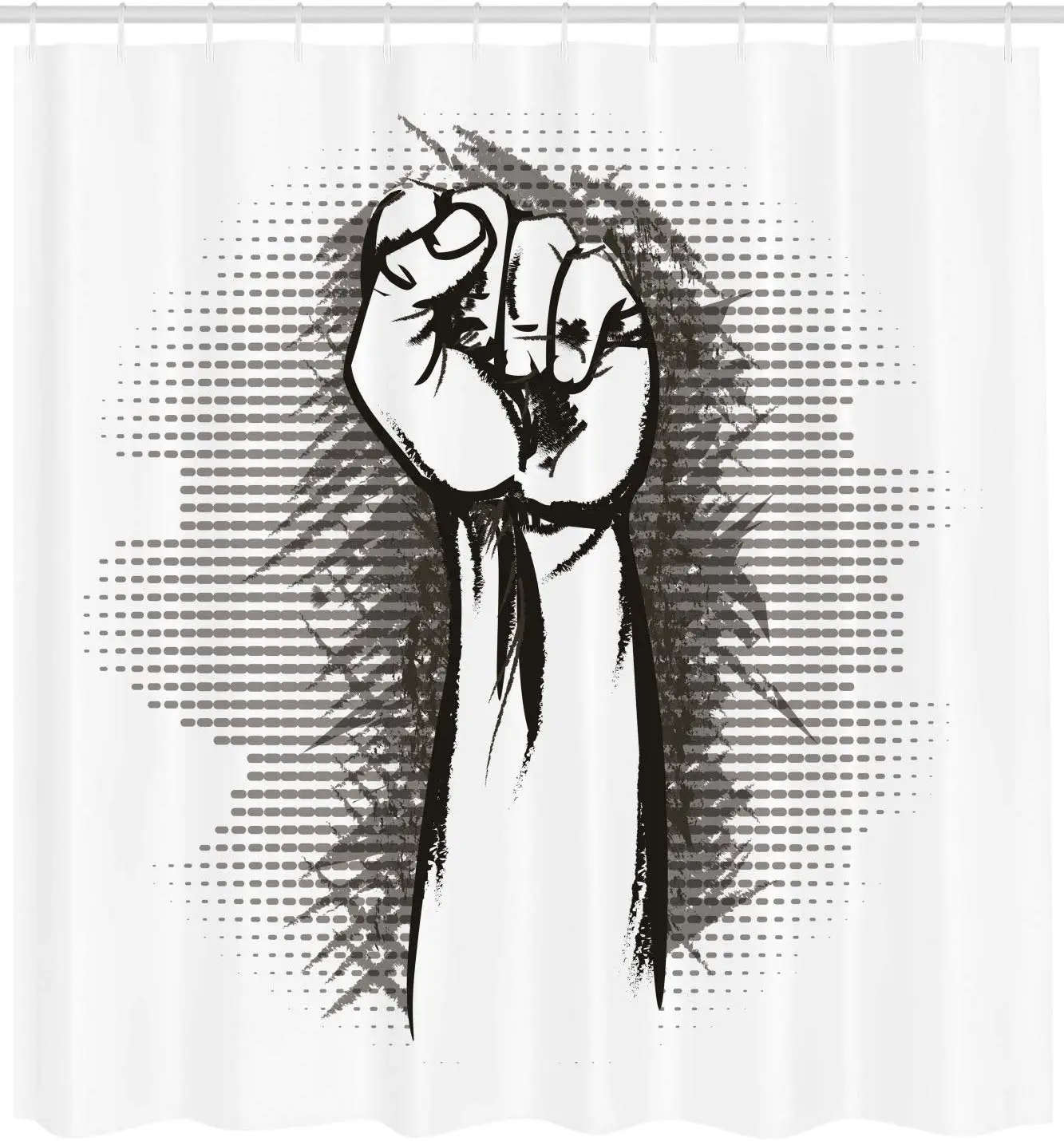 Занавеска для душа с древесным углем иллюстрация приподнятого кулака в