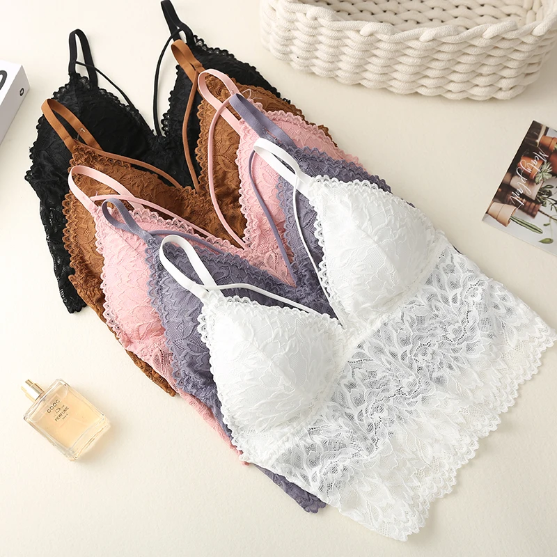 Бюстгальтер пуш-ап женский кружевной без косточек пикантное нижнее белье с
