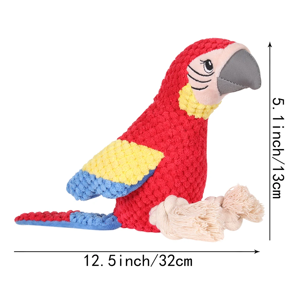

Parrot Shape Squeaky Pet Dog Toy Durable Tug of War Interactive Dog Chew Toys Squeakys with Rope for Small Middle Large Dogs