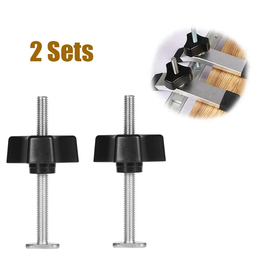 

2 Set Quick Acting Hold Down Clamp T-Track T-Slot-Woodworking Tool Metal M8 T Track DIY Carpenter Tools