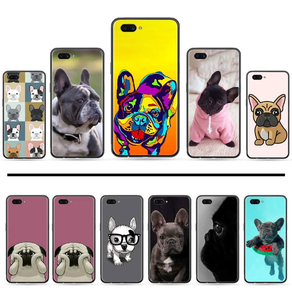 Французский бульдог черный мягкий чехол для телефона из ТПУ OPPO F9 K1 A77 F3 RENO F11 A5 A9 2020