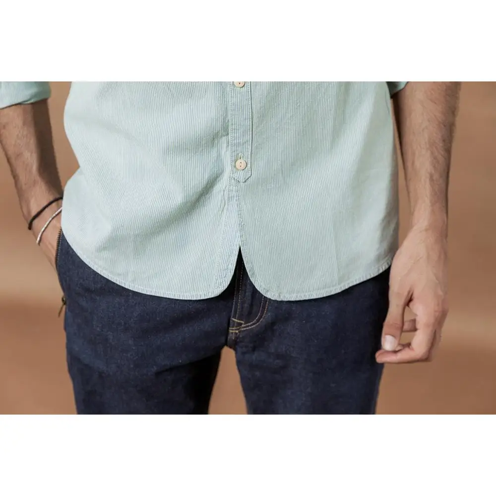 Мужская рубашка в Вертикальную Полоску SIMWOOD Классическая джинсовая приталенная