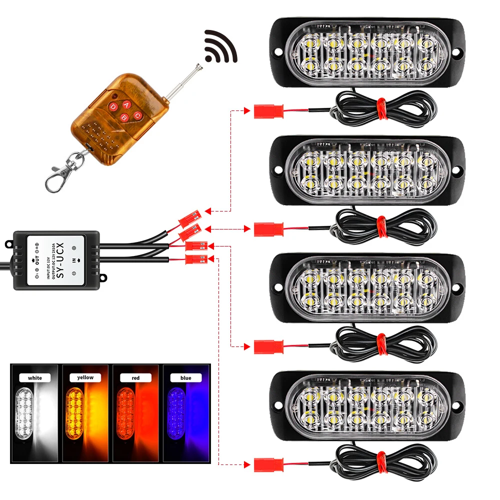 

Dash Car lights Emergency Lamp Light Strobe Truck 12LED 2 wire Car Flash