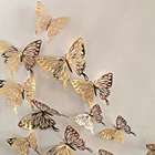 12 шт.лот Креативные 3D полые золотые серебряные бабочки настенные наклейки художественные домашние украшения настенные наклейки для вечерние ринки свадьбы дисплей