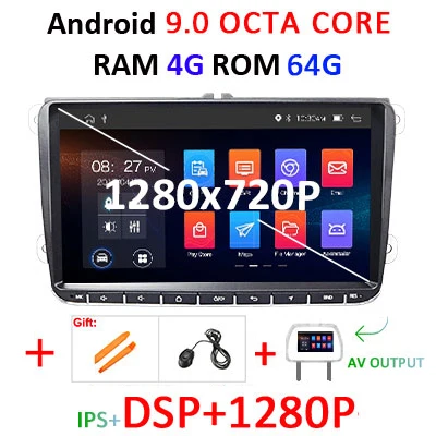 Android 10 2 Din 4 г+ 64 г 8 ядерный автомобильный dvd Мультимедиа Радио gps аудио для VW polo golf 5 6 passat B6 B7 cc tiguan skoda/Seat DSP ips - Цвет: 4G64GIPSDSP 1280P F