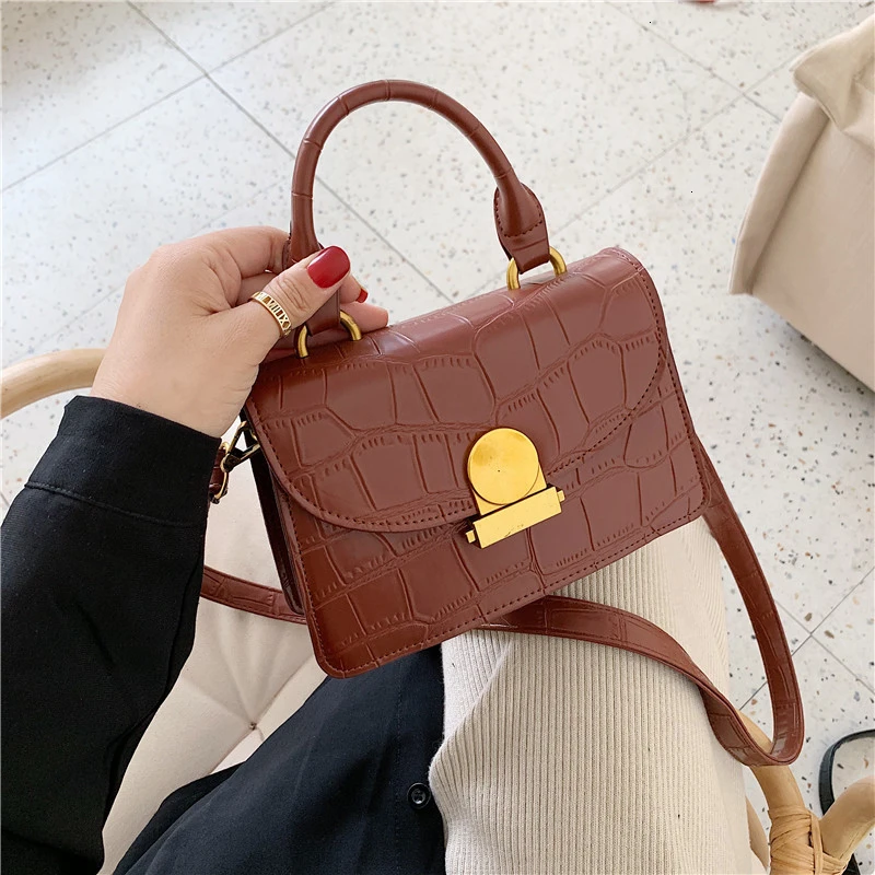 Модные однотонные сумки через плечо из искусственной кожи с каменным узором для