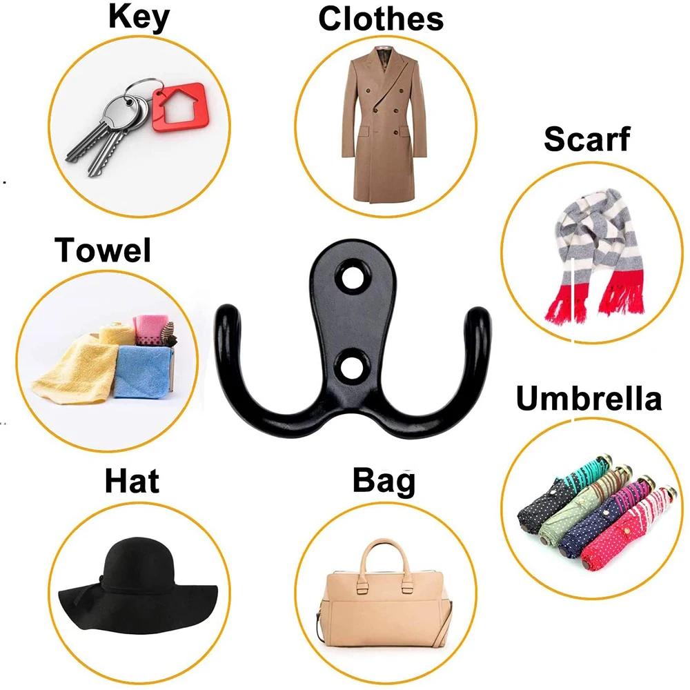 

10PCS Wall Mounted Hanging Hook Retro Wall Metal Clothes Coat Hat Hooks With 20 Screws Key Hanger Home Bathroom Kitchen Storage