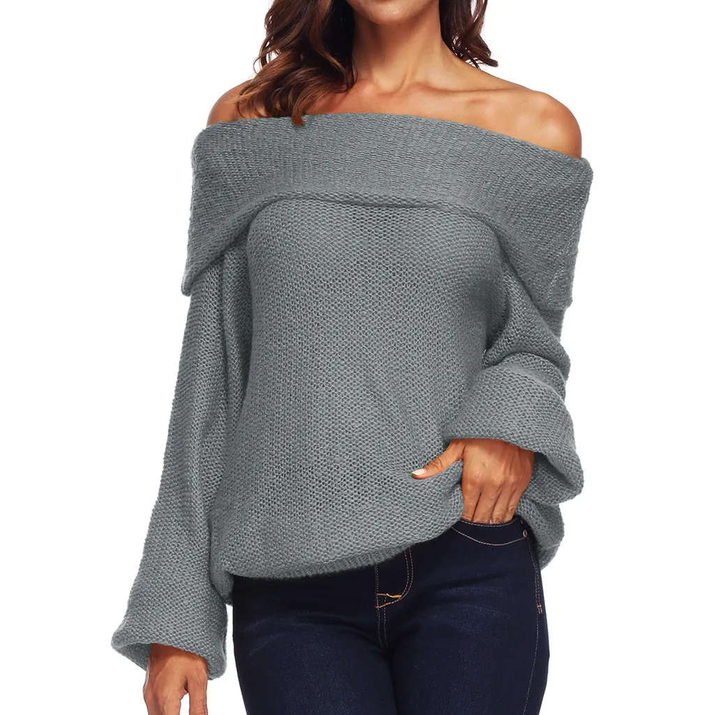 Женский Повседневный вязаный свитер A30823 осенне-зимний пуловер с открытыми