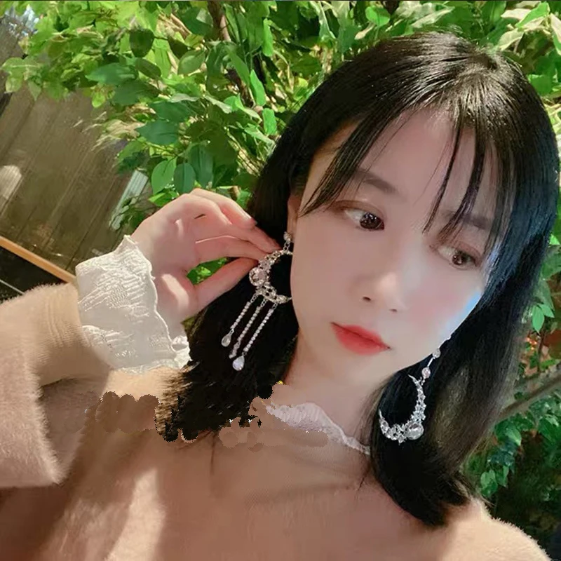 MWsonya новые корейские Сияющие кристаллы Луна асимметричные серьги с подвеской