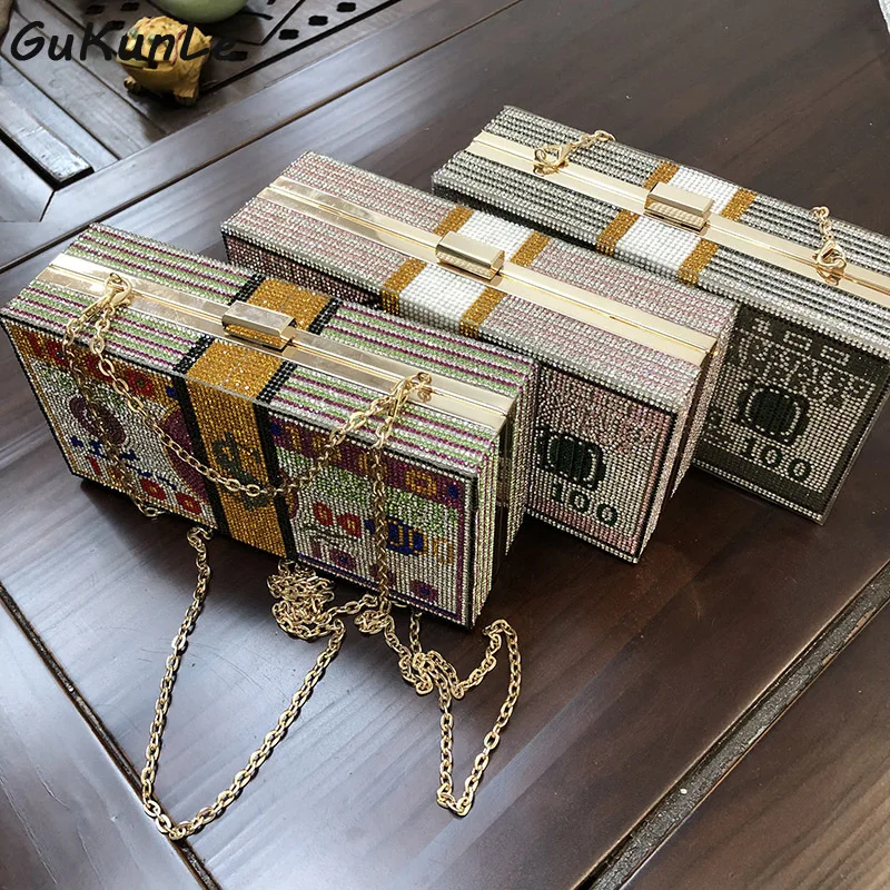 

New Crystal Evening Bags Money Clutch Dollar Bag Design Luxury Evening Bags Party Purse Clutch Money Bag Purse Lady Wholesale