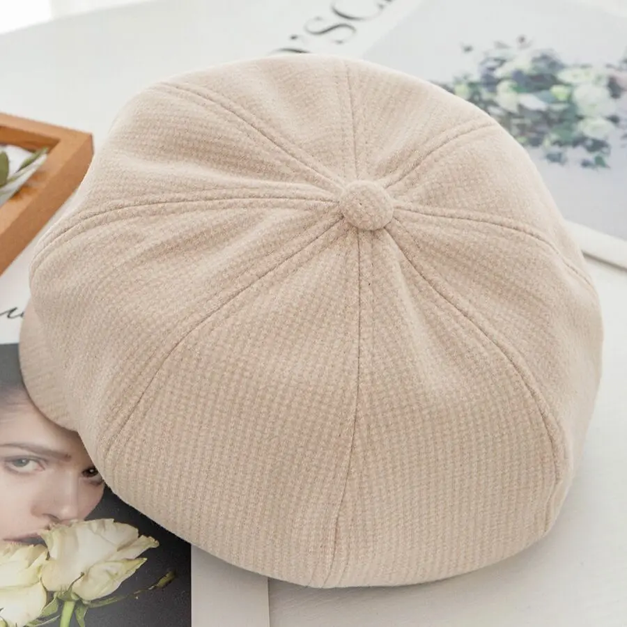 Новинка женский шерстяной берет осенние и зимние шапки для женщин