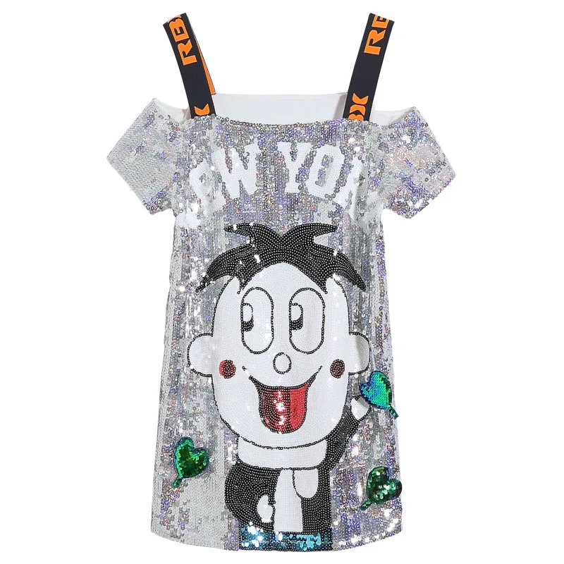 Женские летние короткие платья с блестками и вырезом лодочкой открытыми плечами