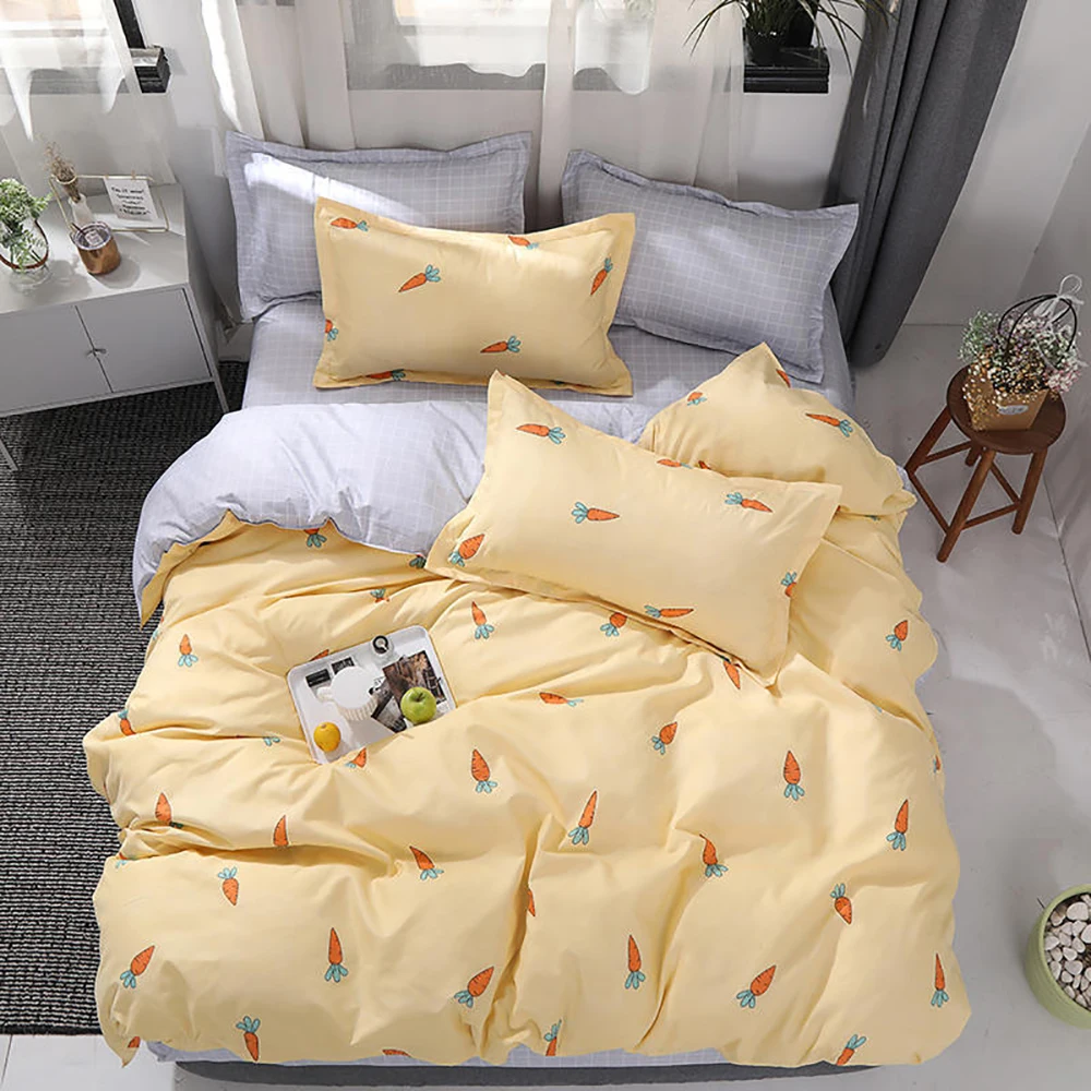 Thumbedding Cartoon Bedding Set For Children Chick Leaves Blue Duvet Cover Queen King Full Twin Single Unique Design Bed | Дом и сад