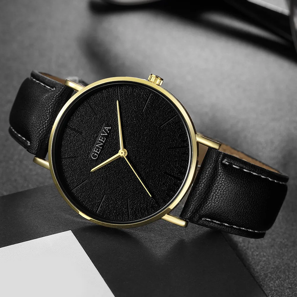 

Стильные мужские повседневные кварцевые часы с кожаным ремешком, аналоговые деловые часы, простые часы, полиуретановые часы 2020