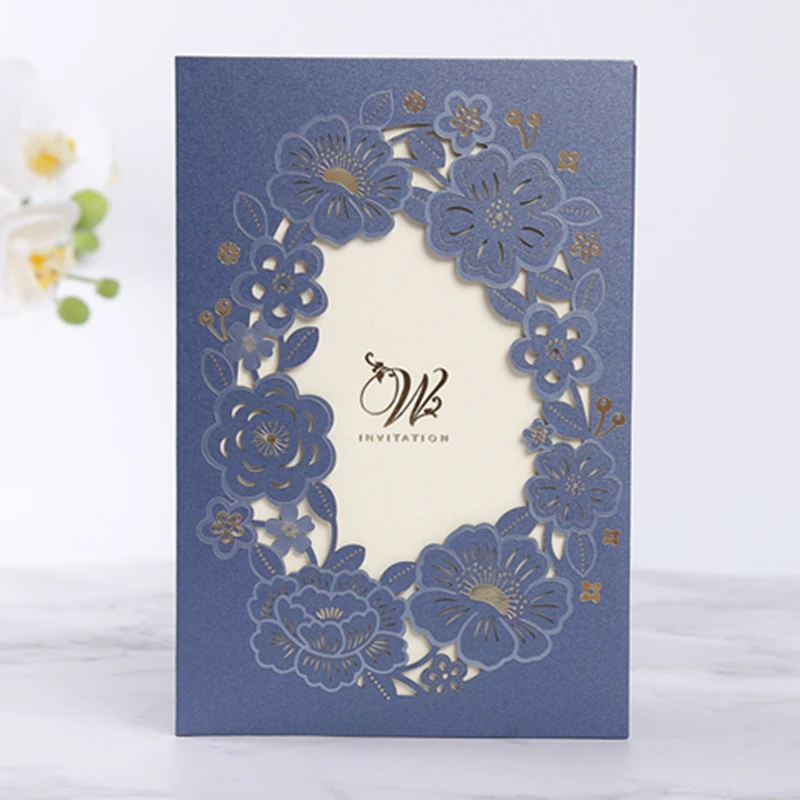 1 шт. лазерная резка свадебные приглашения элегантные роскошные цветочные