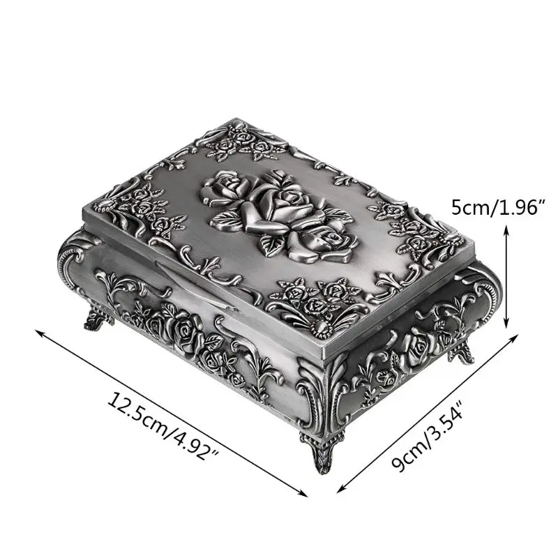 Винтажная металлическая шкатулка для ювелирных изделий небольшой бокс хранения