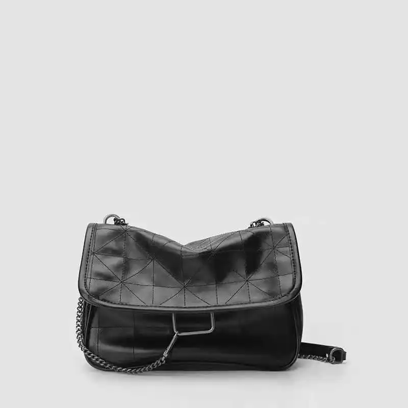 

New Rhombus Black Shoulder Bag Chain Designer Purses and Handbags for Woman 2021 PU Leather Branded Messenger Bag