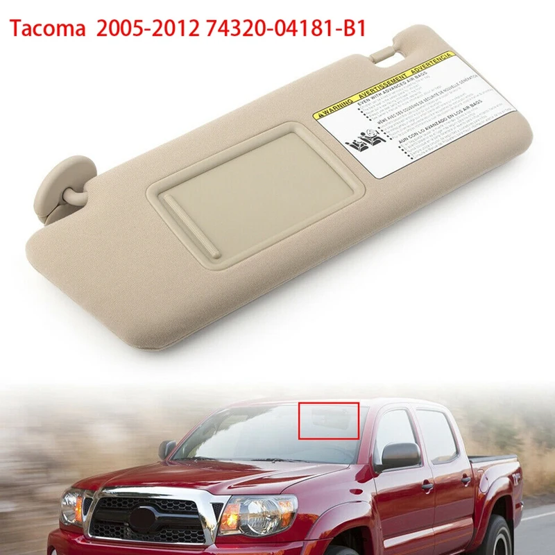 

Beige Left Driver Side Sun Visor 74320-04181-B1 for Toyota Tacoma 2005-2012 Visor Without Light