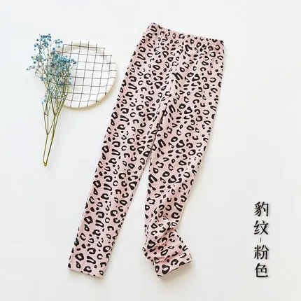 Леггинсы для девочек с леопардовым принтом Детские хлопковые штаны на весну и