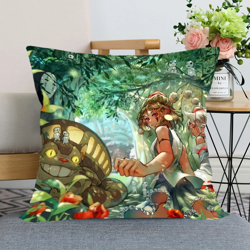 New Totoro Hayao Miyazaki Pillow Case For Home Decorative Pillows Cover Invisible Zippered Throw PillowCases 40X40 45X45cm | Дом и сад