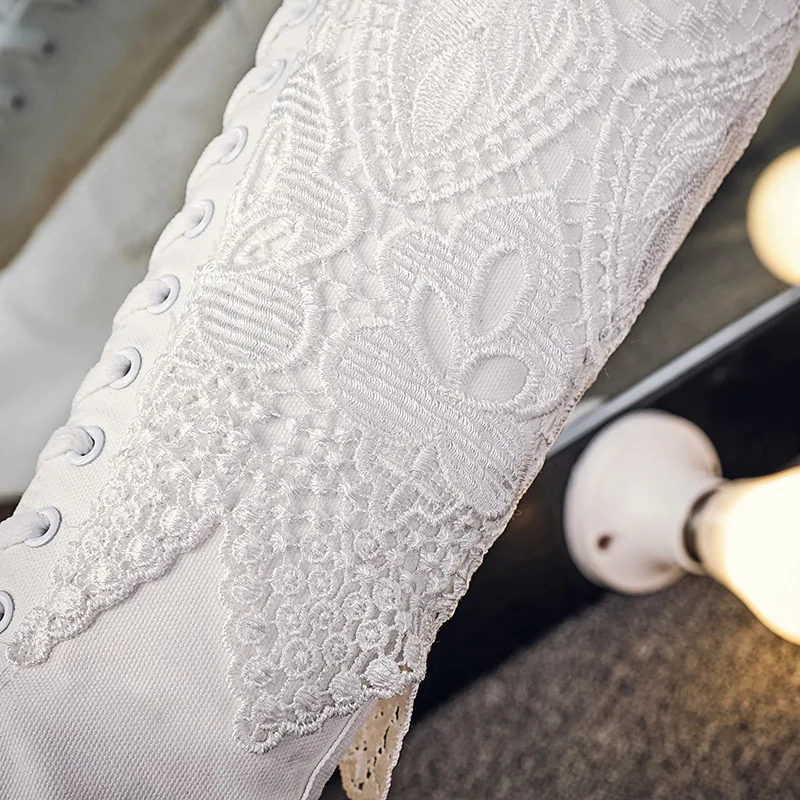 Кеды женские на шнуровке Повседневные высокие ботинки молнии плоской подошве