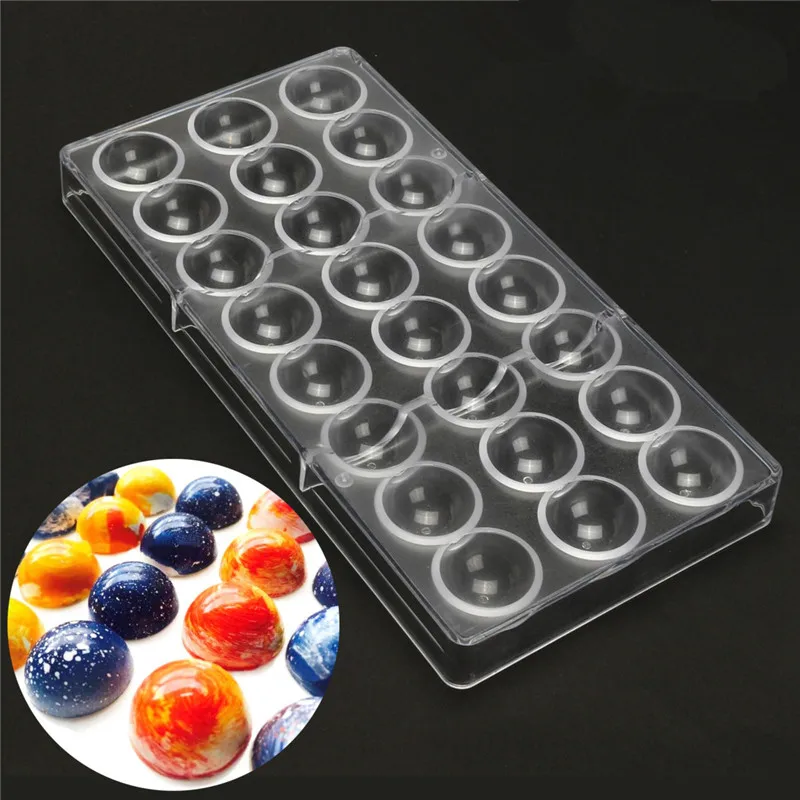 24 Half Ball Clear Hard Chocolate Mold DIY Fondant Tool Baking Polycarbonate PC Candy Maker Cake Mousse Mould drop shipping