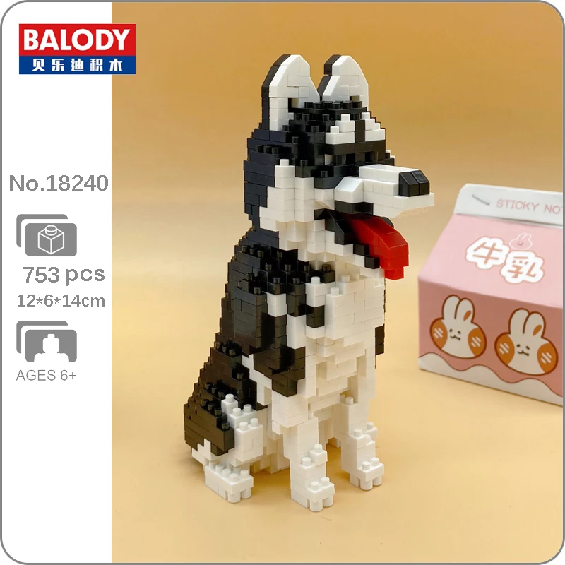 

Balody Animal Pet Dog Siberian Husky Cartoon Model Building Blocks Kit DIY Mini Diamond Bricks Magic Toys for Kids Children Gift