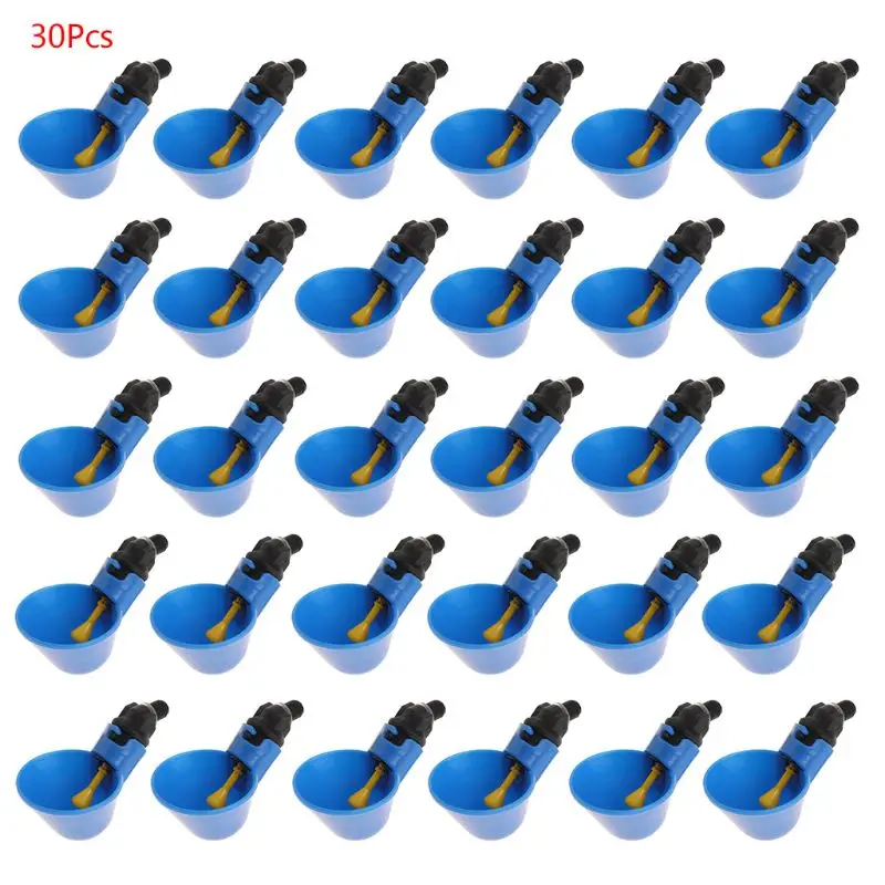 

30 Pcs Automatic Poultry Water Drinker Chicken Hen Bird Plastic Drinking Cups Farm Livestock Feeding Bowl