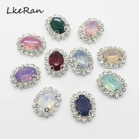new color 10pcs 1520mm resin acrylic oval rhinestone button silver germent flower center diy accessories handcraft