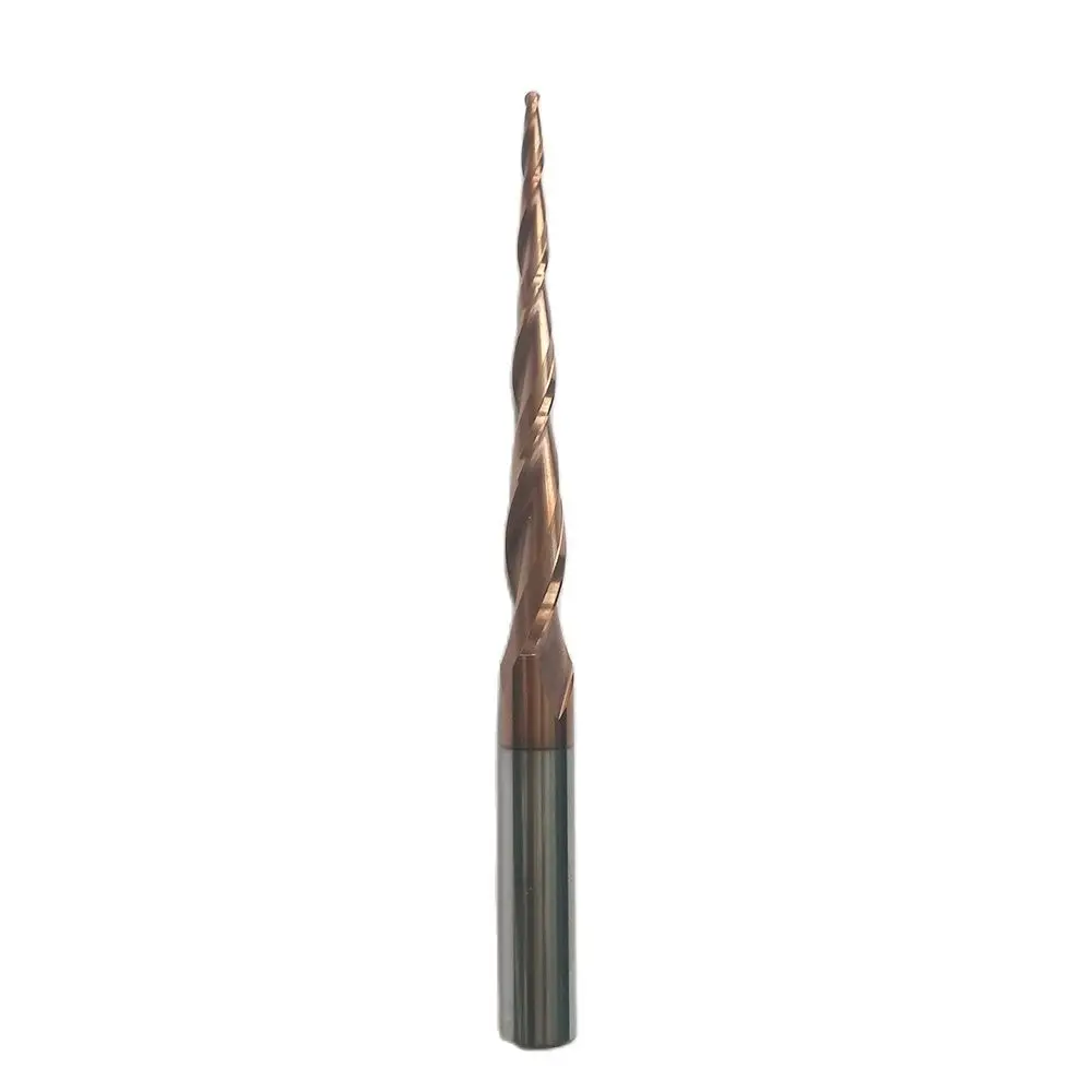 

1pc R0.5/R0.75/R1/R1.5/R2x60xD8x100 8mm 2F HRC55 solid carbide lengthen Tapered Ball Nose Carving End Mills cone milling cutter