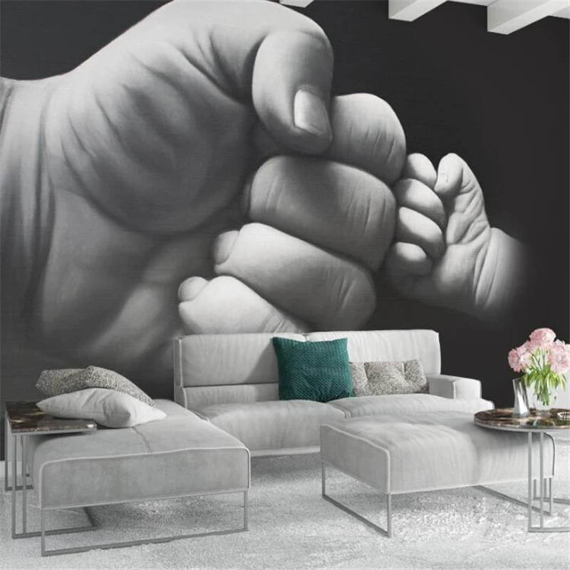 Обои на заказ 3d фреска креативная ручная роспись черный и белый кулак фон