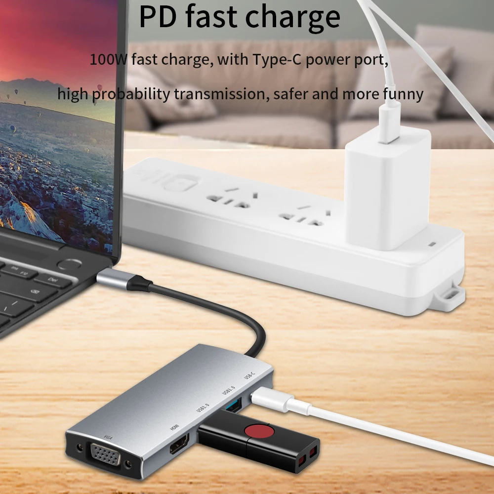 Usb-концентратор TISHRIC Usb 3 0 HDMI-совместимый адаптер 4K Type C кабель для Huawei Mate 40 Pro MacBook