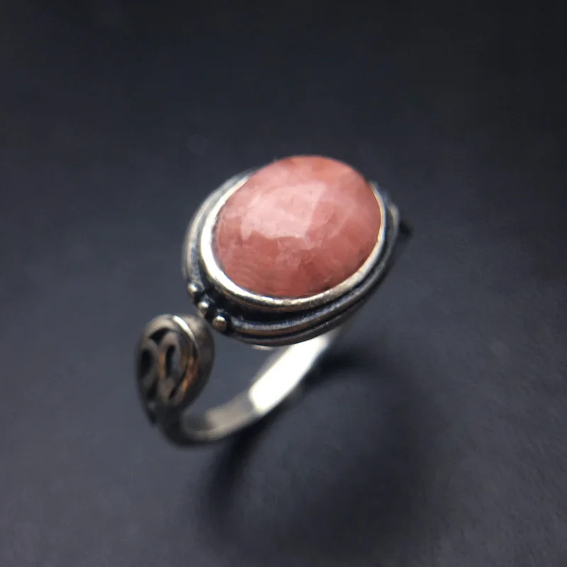 Женское кольцо из родохрозита CSJ ювелирное изделие серебра 925 пробы с