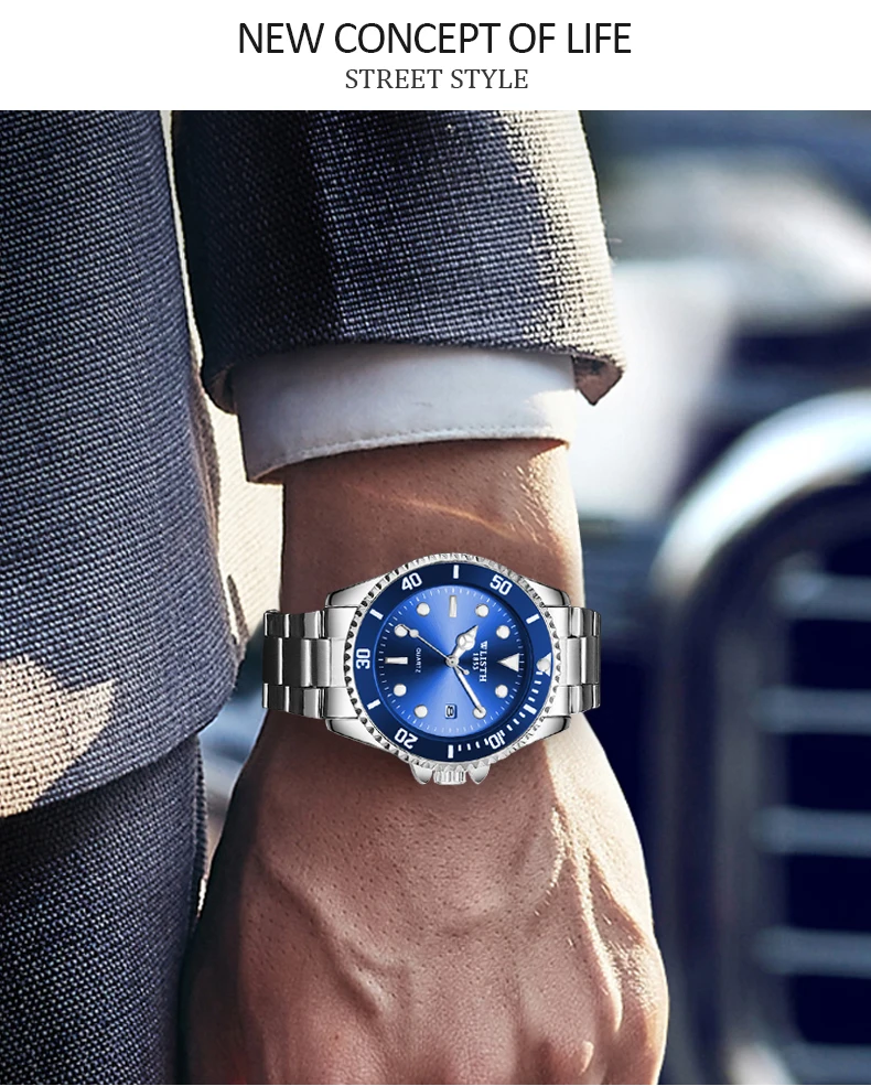 

Fashion Men's Watch Business Brand Casual Waterproof Stainless Steel Band Watch Luminous Clock relogio masculino