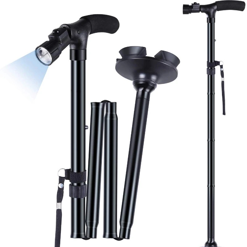 

Collapsible Telescopic Folding walking stick LED Lightweight Cane Trusty Great Gifts for Mothers the Elder Fathers